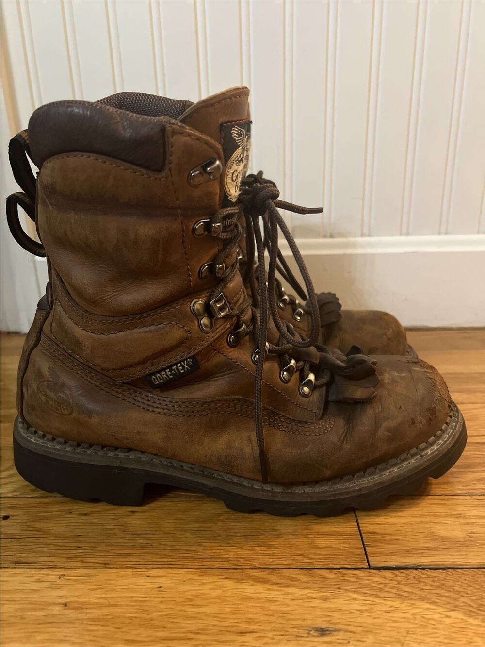 Georgia Boots GORE-TEX Lace Work Boots Men's Size 8 Brown Leather NEED REPAIRS